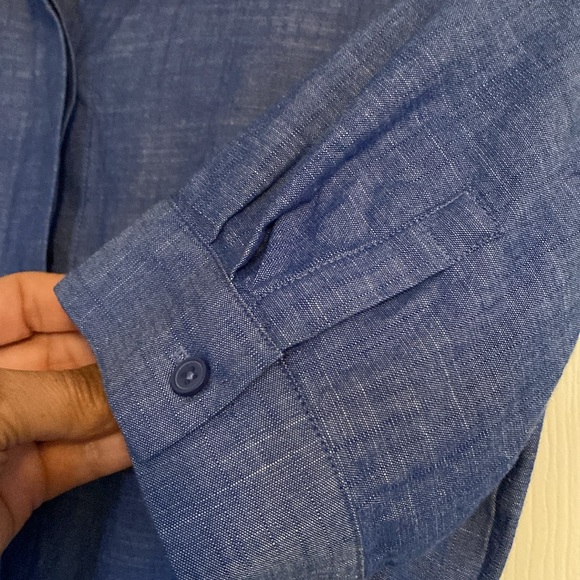 Calvin Klein Blue Denim Belted A-line Ruffled Dress - Picture 8 of 12